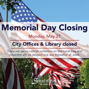 Memorial day closed May 27