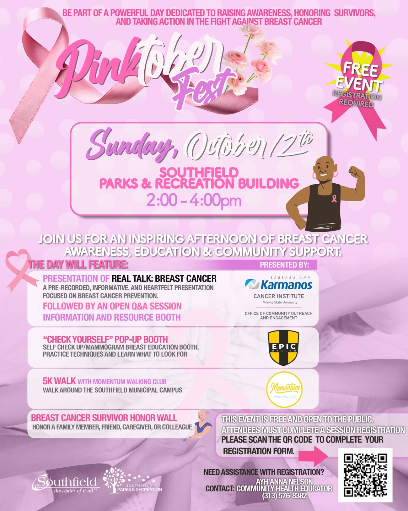pink informational graphic concerning the Pinktober Fest event